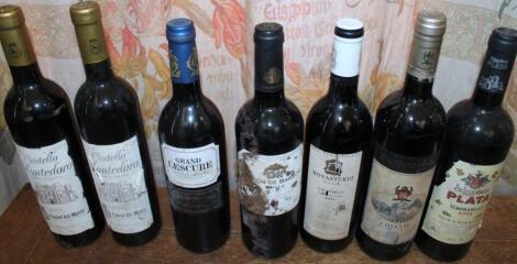 Six bottles of red wine