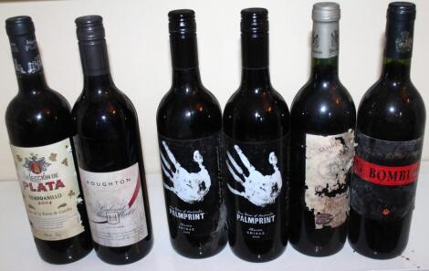 Six bottles of red wine