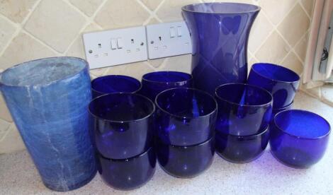 Various blue glass.