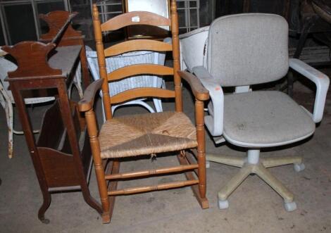 A beech frame rocking chair