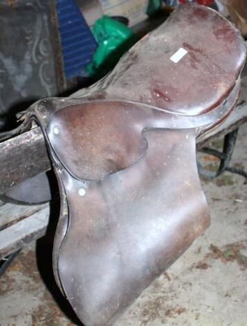 A leather saddle.