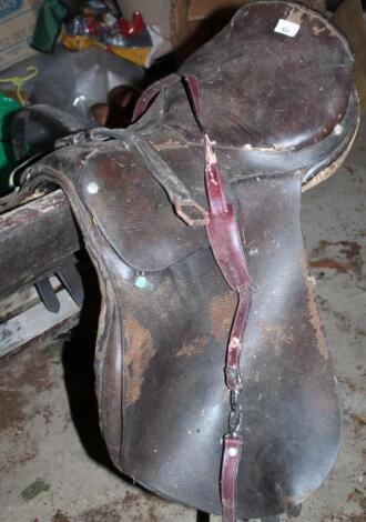 A leather saddle.