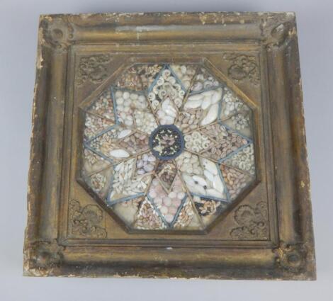 An early 19thC sailor's valentine or shell picture