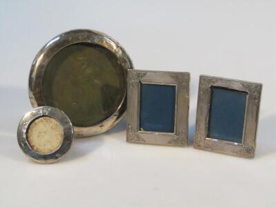 Four various 20thC silver frames