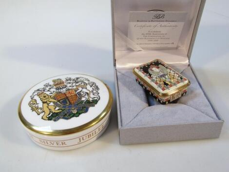 A limited edition Bilston and Battersea enamel box
