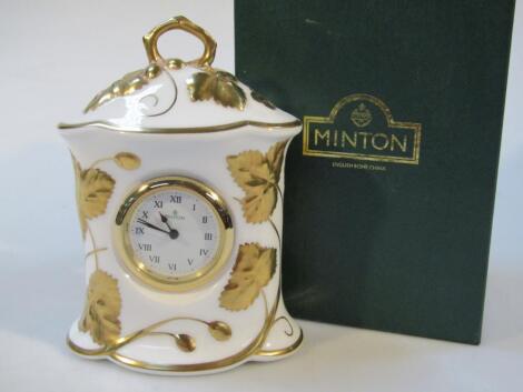 A Minton Victoria Strawberry pattern mantel clock