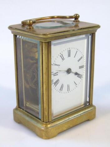 An early 20thC brass carriage clock