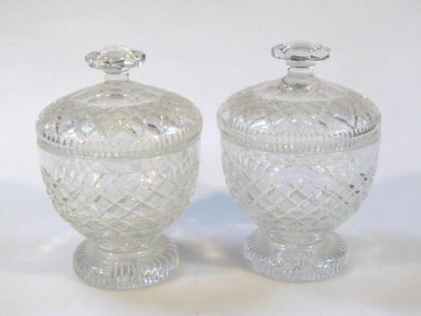 A pair of early 20thC crystal glass bon bon dishes