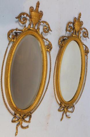 A pair of 19thC giltwood and Gesso wall mirrors