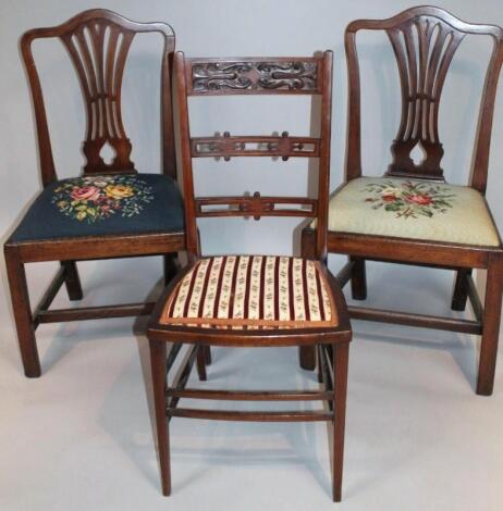 A pair of Edwardian Hepplewhite revival mahogany dining chairs