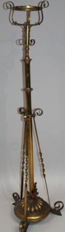 An early 20thC brass lamp column