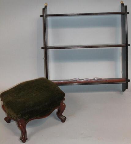 A late 19thC mahogany framed footstool