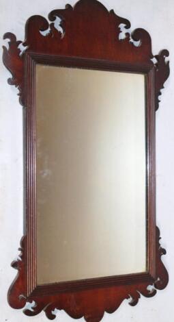 An early 20thC Chippendale mahogany framed wall mirror