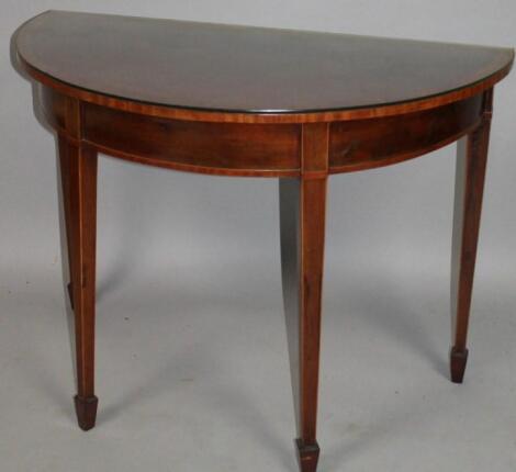 A 19thC mahogany D-end hall table