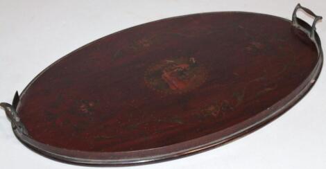 A 19thC mahogany part painted drinks tray