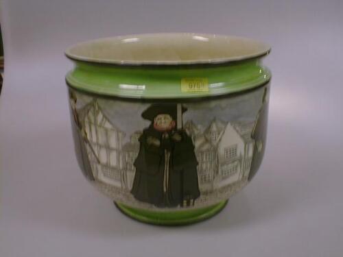 A large Royal Doulton seriesware Jardiniere with turned foot depicting night watchmen