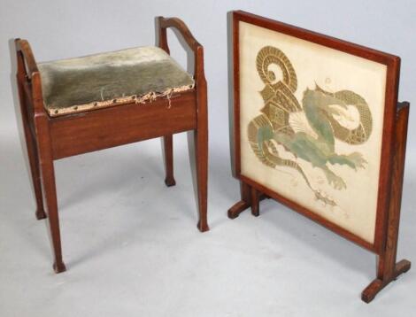 An Edwardian mahogany piano stool