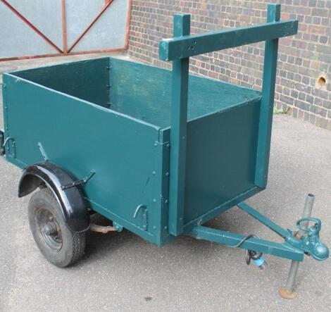 A two wheeled axle trailer