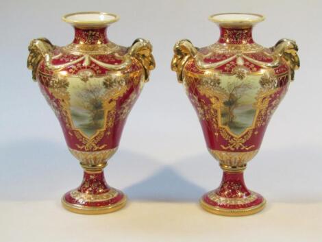 A pair of 20thC Noritake vases