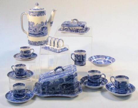 Various Copeland Spode Italian pattern blue and white china