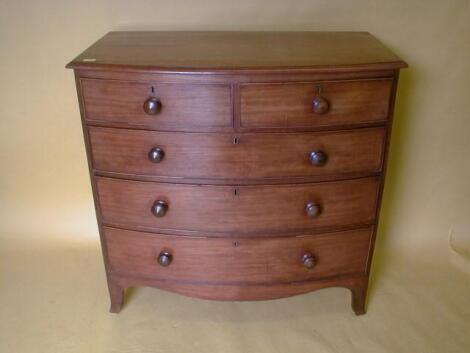 A 19thC mahogany bow front chest