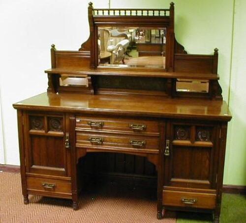 A late 19thC mahogany Aesthetic mirrorback sideboard