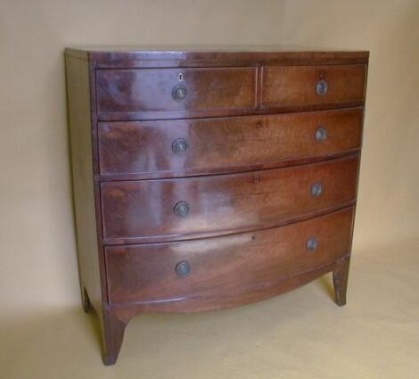 An early 19thC mahogany bow front chest