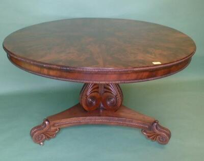 A William IV figured mahogany breakfast table
