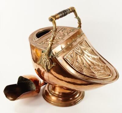 A Victorian copper coal scuttle