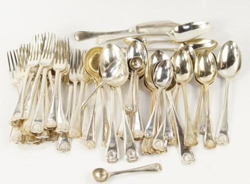 A suite of Victorian silver flatware