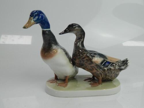 A Rosenthal porcelain group of a pair of mallard ducks