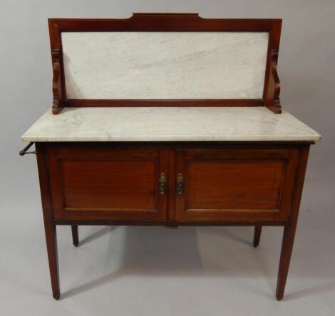 An Edwardian inlaid mahogany washstand