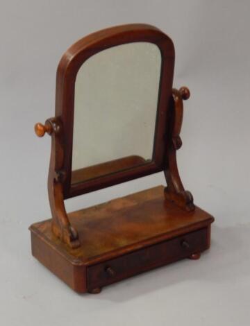 A Victorian figured mahogany toilet mirror