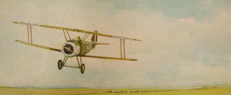 Bill Austin. Sopwith camel in flight (France 1918) watercolour