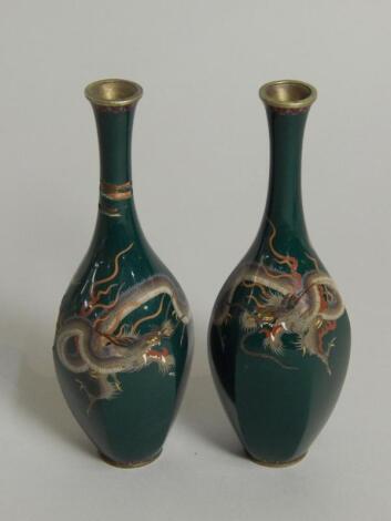 A pair of Japanese cloisonne white metal vases