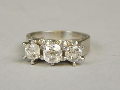 A three stone diamond ring