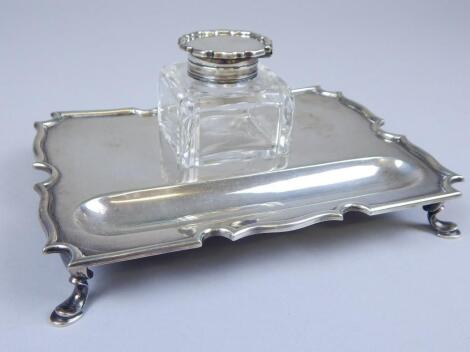 A George VI silver ink stand