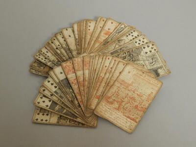 A rare set of fifty two 18thC playing cards