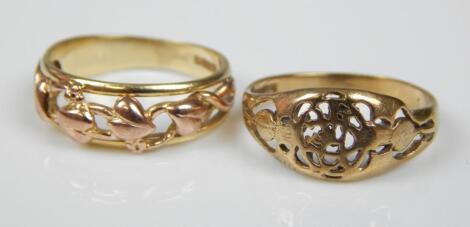 Two 9ct gold dress rings