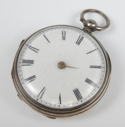 A silver fob watch