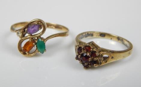 Two 9ct gold dress rings