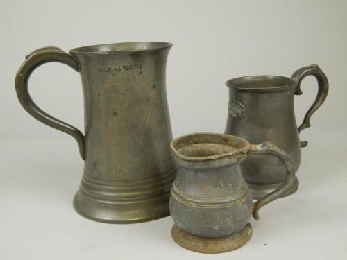 Three 19thC items of pewter