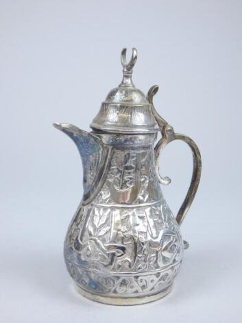 An Eastern white metal small coffee pot