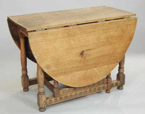 An oak drop leaf table