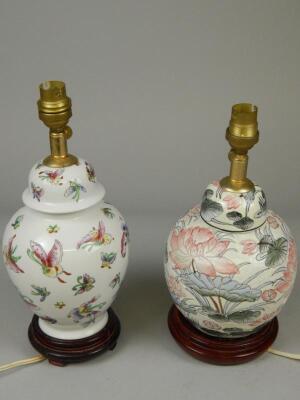 Two similar modern Chinese table lamps