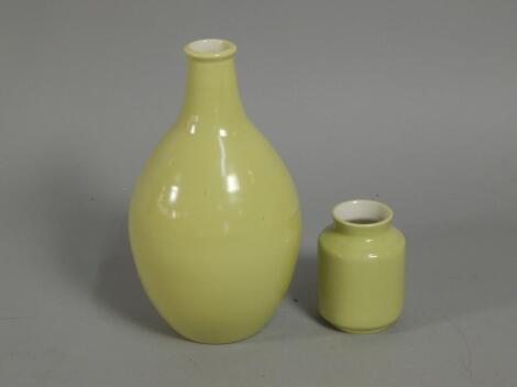 Two items of yellow glazed Poole pottery