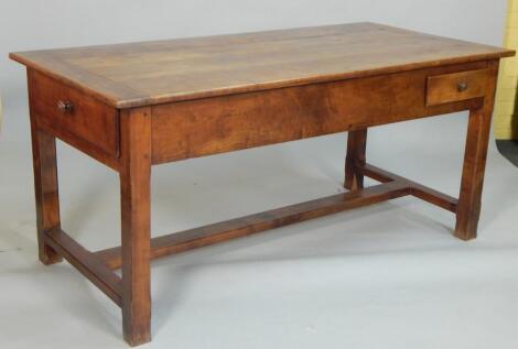 A 19thC French fruitwood refectory type kitchen table