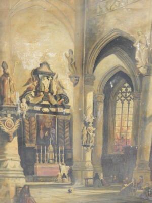 E Nicholson (19th/20thC). Cathedral interior