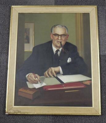 John R Townsend (1930-2014). Portrait of a gentleman sitting at his desk - 2