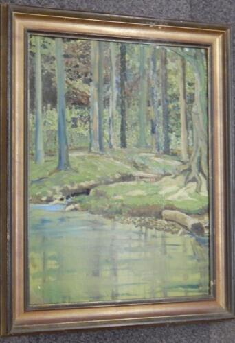 20thC Continental School. Woodland landscape